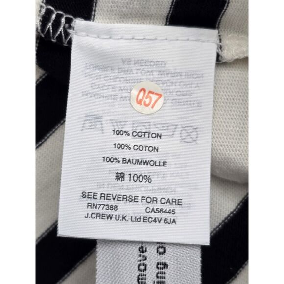 J.Crew Black & White Stripe Long Sleeve Midi Dress | Size 12 Cotton Preppy - Picture 7 of 8